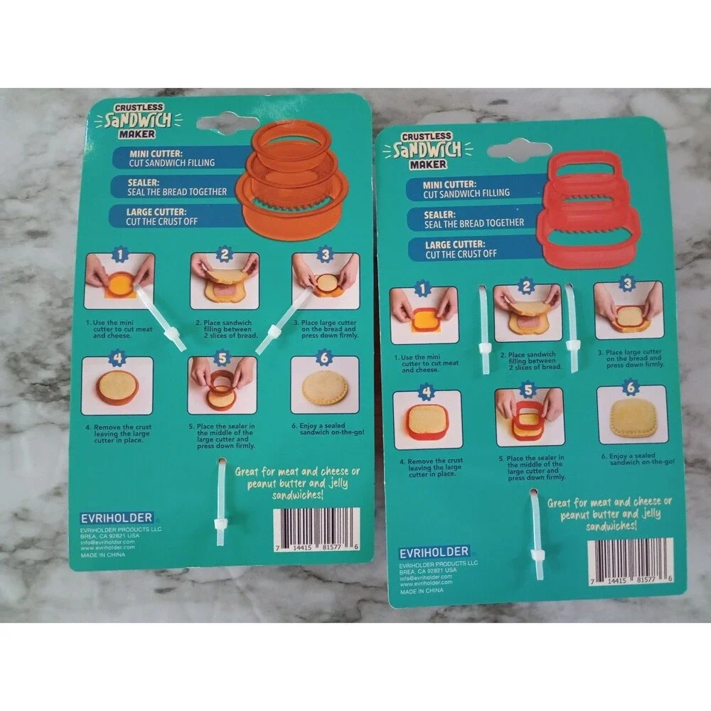 (Bundle) NWT Crustless Sandwich Maker Set - Round & Square